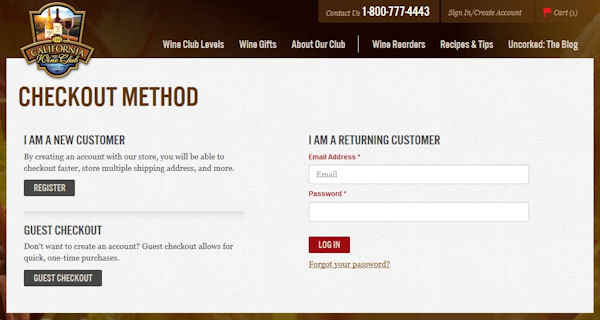 The California Wine Club Checkout Method