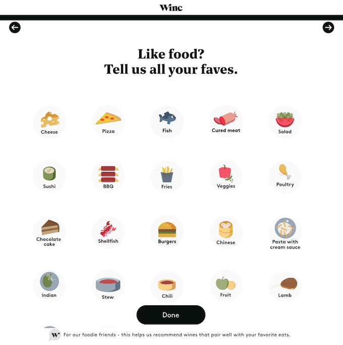 Winc Food Pairing Choices