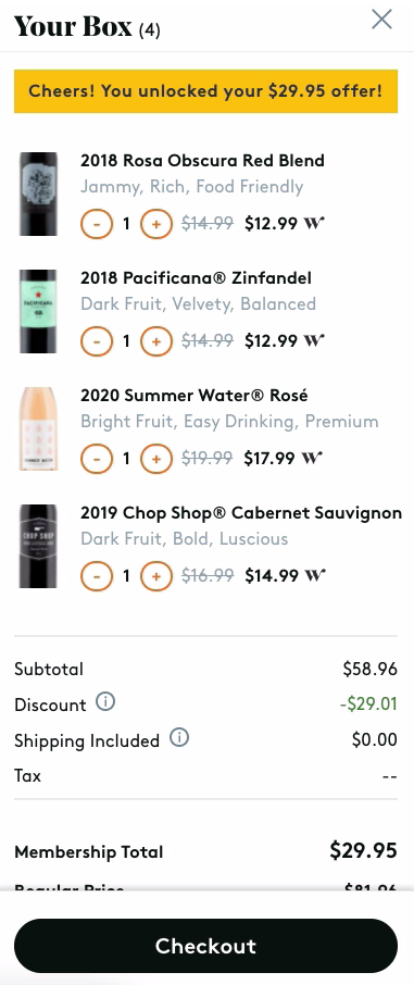 Winc Wine Club Checkout